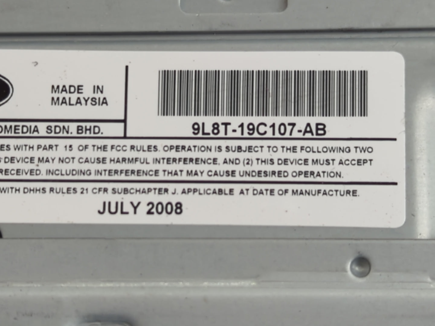 2009 Ford Escape Radio AM FM Cd Player Receiver Replacement P/N:9L8T-19C107-AB Fits OEM Used Auto Parts - Oemusedautoparts1.
