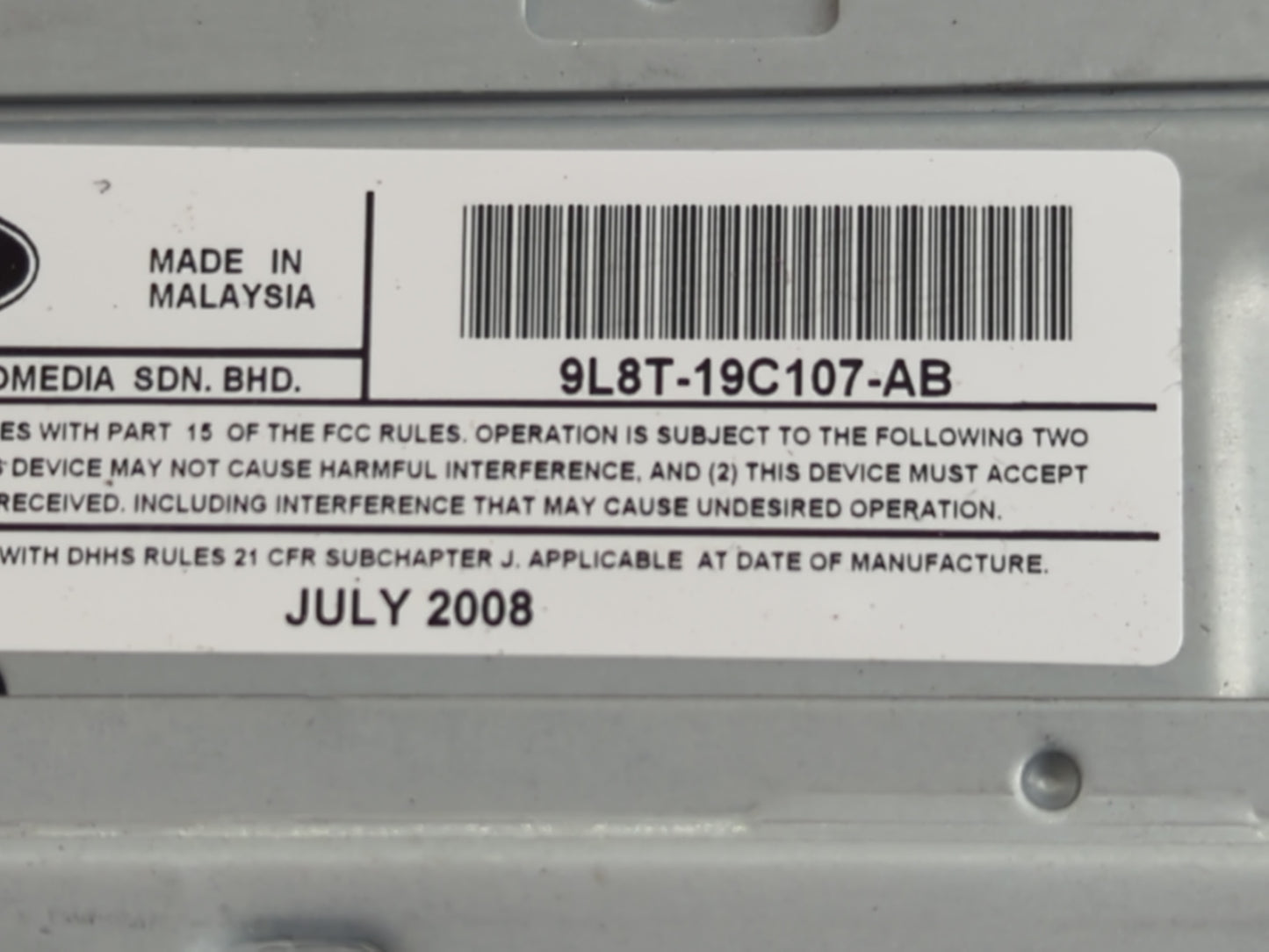 2009 Ford Escape Radio AM FM Cd Player Receiver Replacement P/N:9L8T-19C107-AB Fits OEM Used Auto Parts - Oemusedautoparts1.