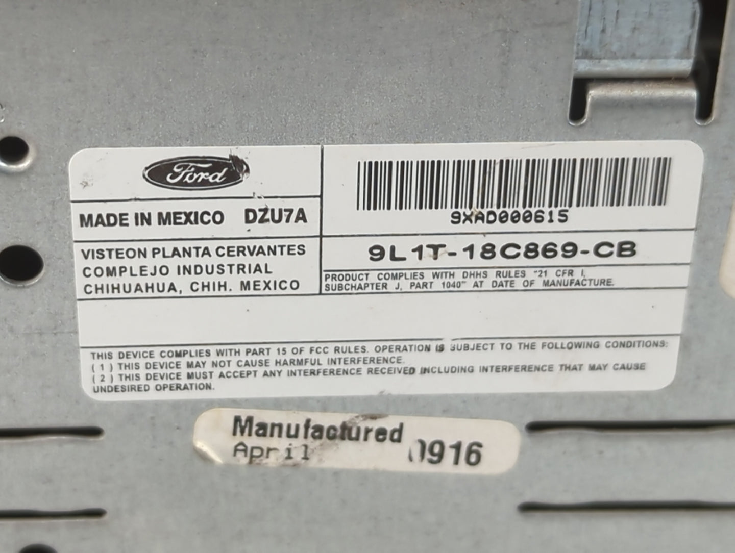 2009 Ford Expedition Radio AM FM Cd Player Receiver Replacement P/N:9L1T-18C869-CB Fits OEM Used Auto Parts - Oemusedautopar