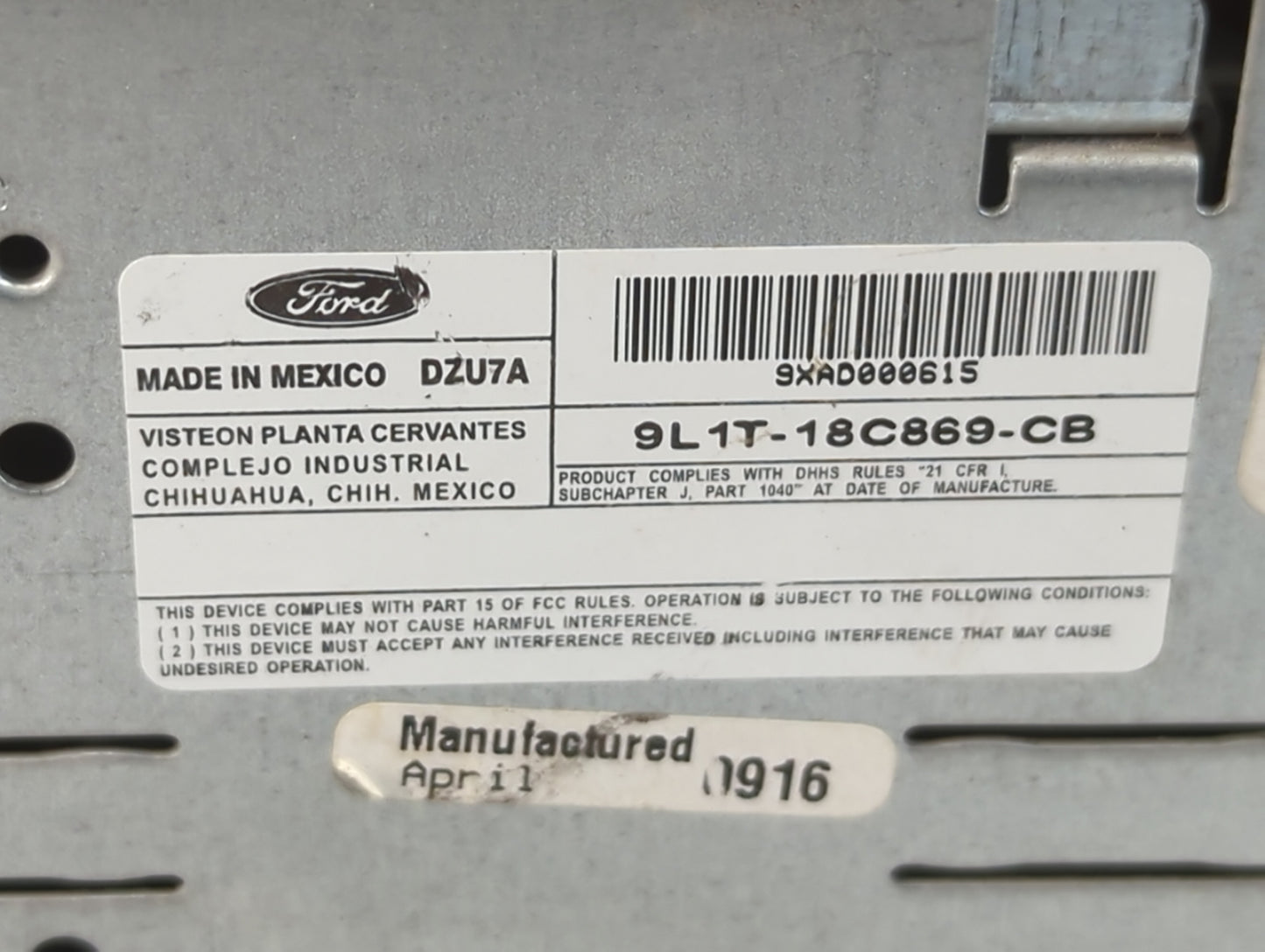 2009 Ford Expedition Radio AM FM Cd Player Receiver Replacement P/N:9L1T-18C869-CB Fits OEM Used Auto Parts - Oemusedautopar