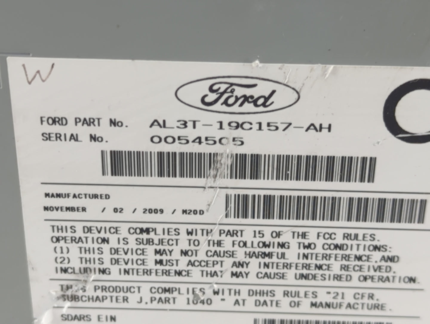 2009-2010 Ford F-150 Radio AM FM Cd Player Receiver Replacement P/N:AL3T-19C157-AH Fits Fits 2009 2010 OEM Used Auto Parts -