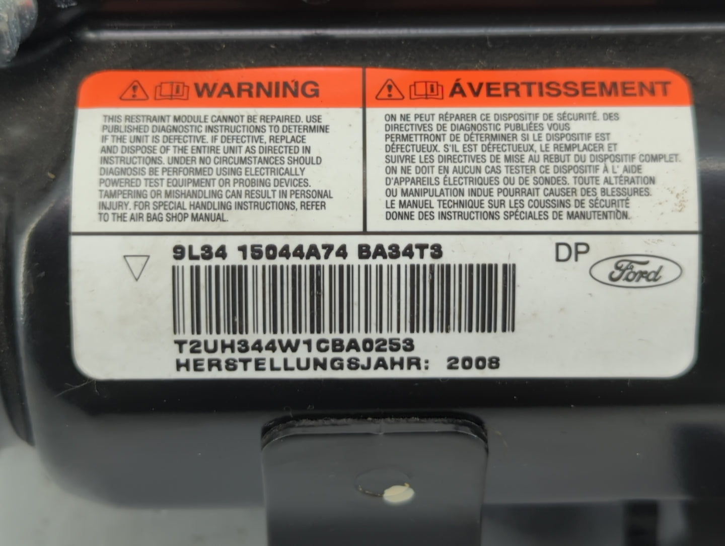 2009-2014 Ford F-150 Air Bag Driver Left Steering Wheel Mounted P/N:9L34 15044A74 BA Fits Fits 2009 2010 2011 2012 2013 2014
