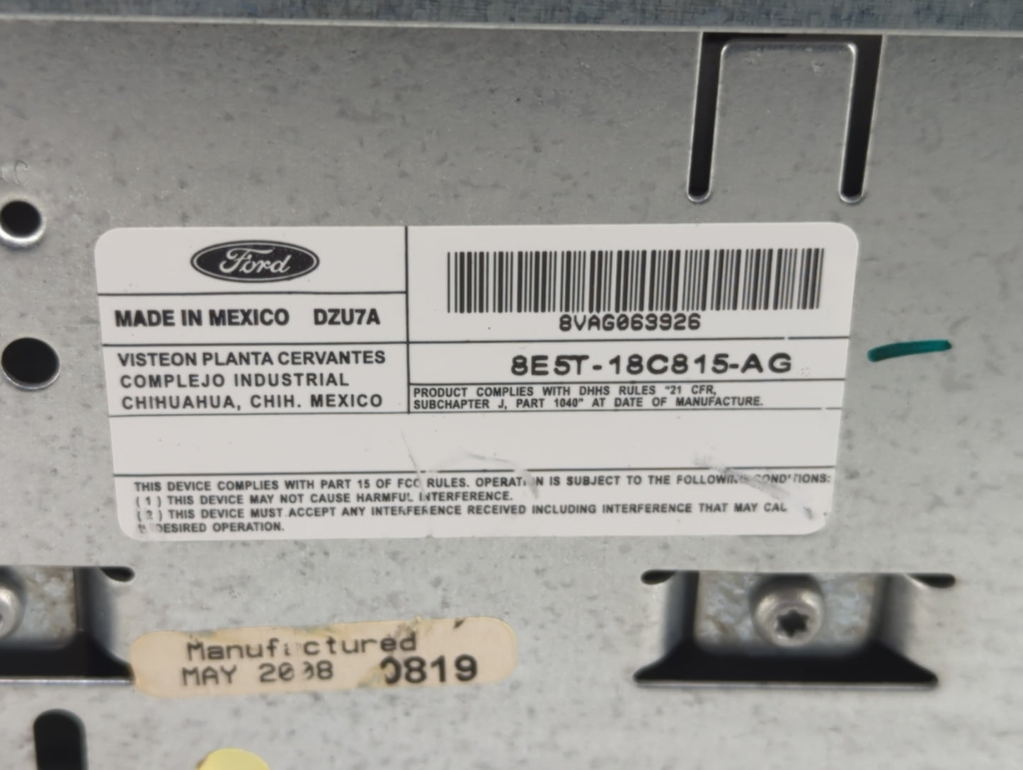 2006-2009 Ford Fusion Radio AM FM Cd Player Receiver Replacement P/N:8E5T-18C815-AG Fits Fits 2006 2007 2008 2009 OEM Used A