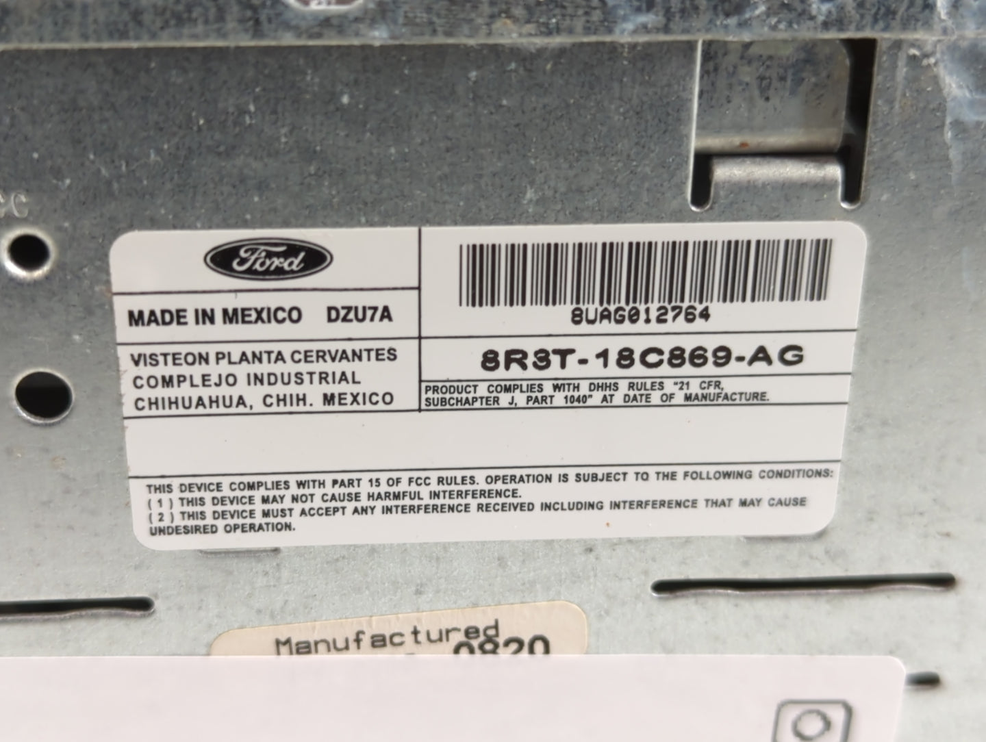 2008-2009 Ford Mustang Radio AM FM Cd Player Receiver Replacement P/N:8R3T-18C869-AG Fits Fits 2008 2009 OEM Used Auto Parts