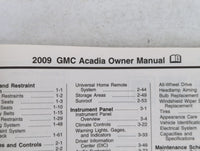 2009 Gmc Acadia Owners Manual Book Guide P/N:15919282 OEM Used Auto Parts - Oemusedautoparts1.com