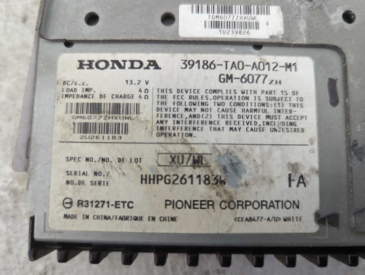 2008-2012 Honda Accord Radio Speaker Amplifier 39186-ta0-a012-m1|gm-6077 - Oemusedautoparts1.com