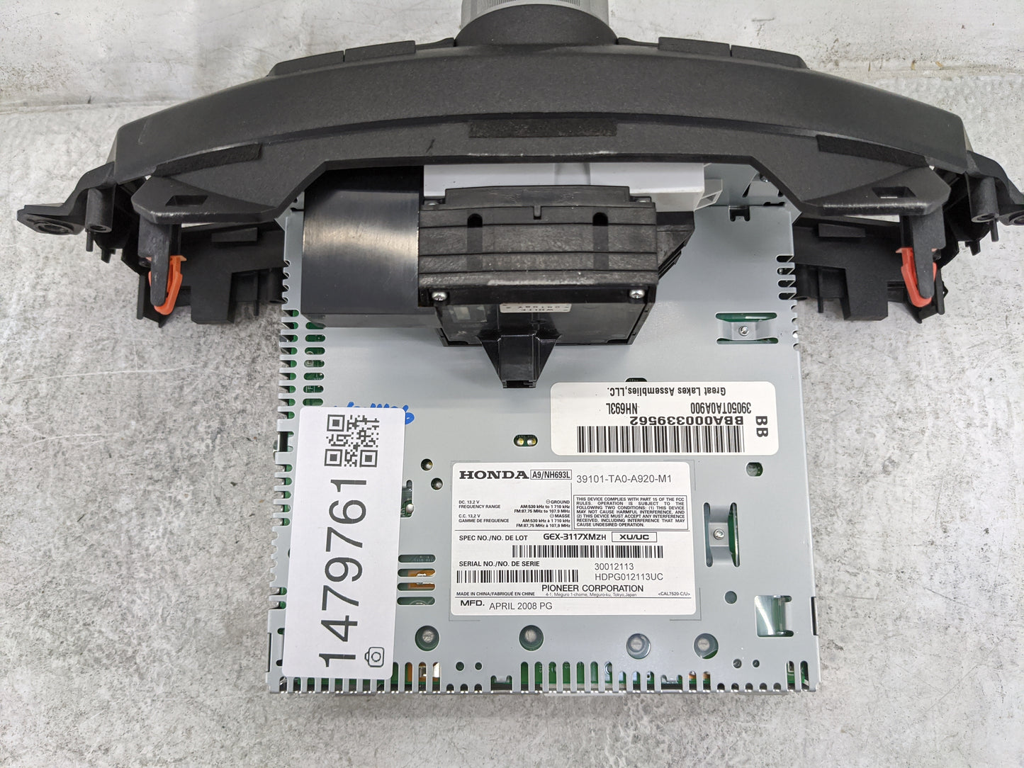 2008-2009 Honda Accord Radio AM FM Cd Player Receiver Replacement P/N:39101-TA0-A920-M1 GEX-3117XMZH Fits Fits 2008 2009 OEM