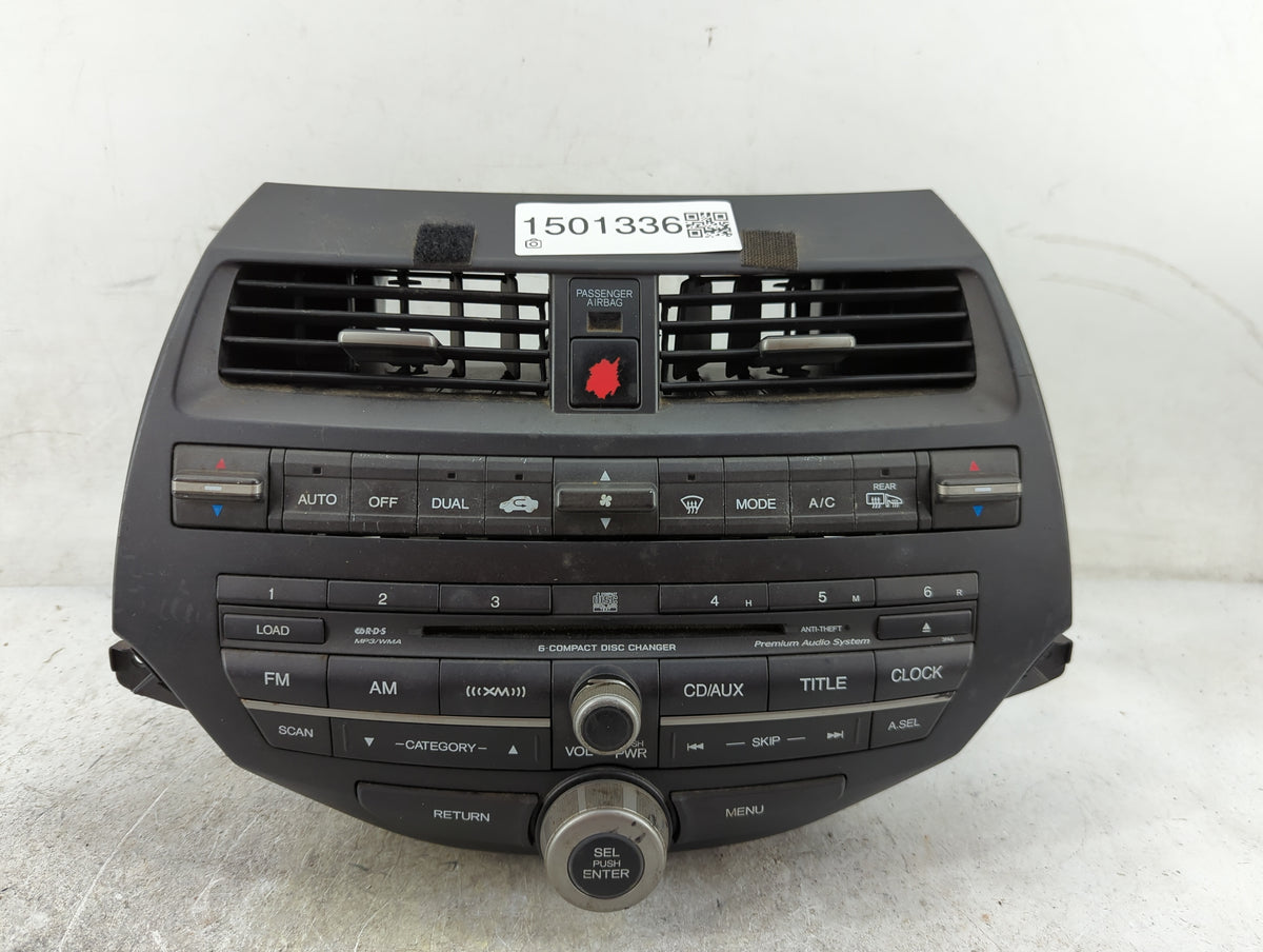 2008-2009 Honda Accord Radio AM FM Cd Player Receiver Replacement P/N:77260TE0A500 Fits Fits 2008 2009 OEM Used Auto Parts -