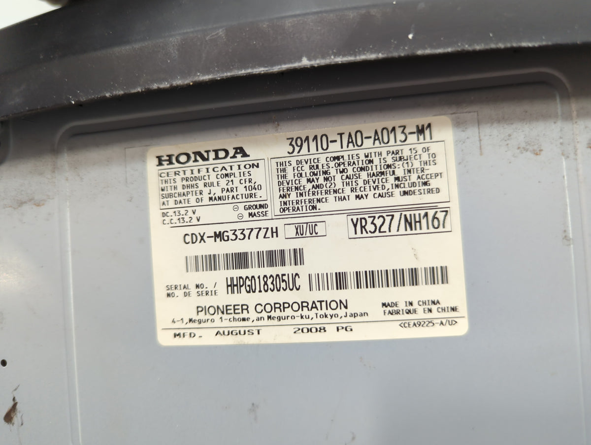 2008-2010 Honda Accord Am Fm Cd Player Radio Receiver 596848 - Oemusedautoparts1.com