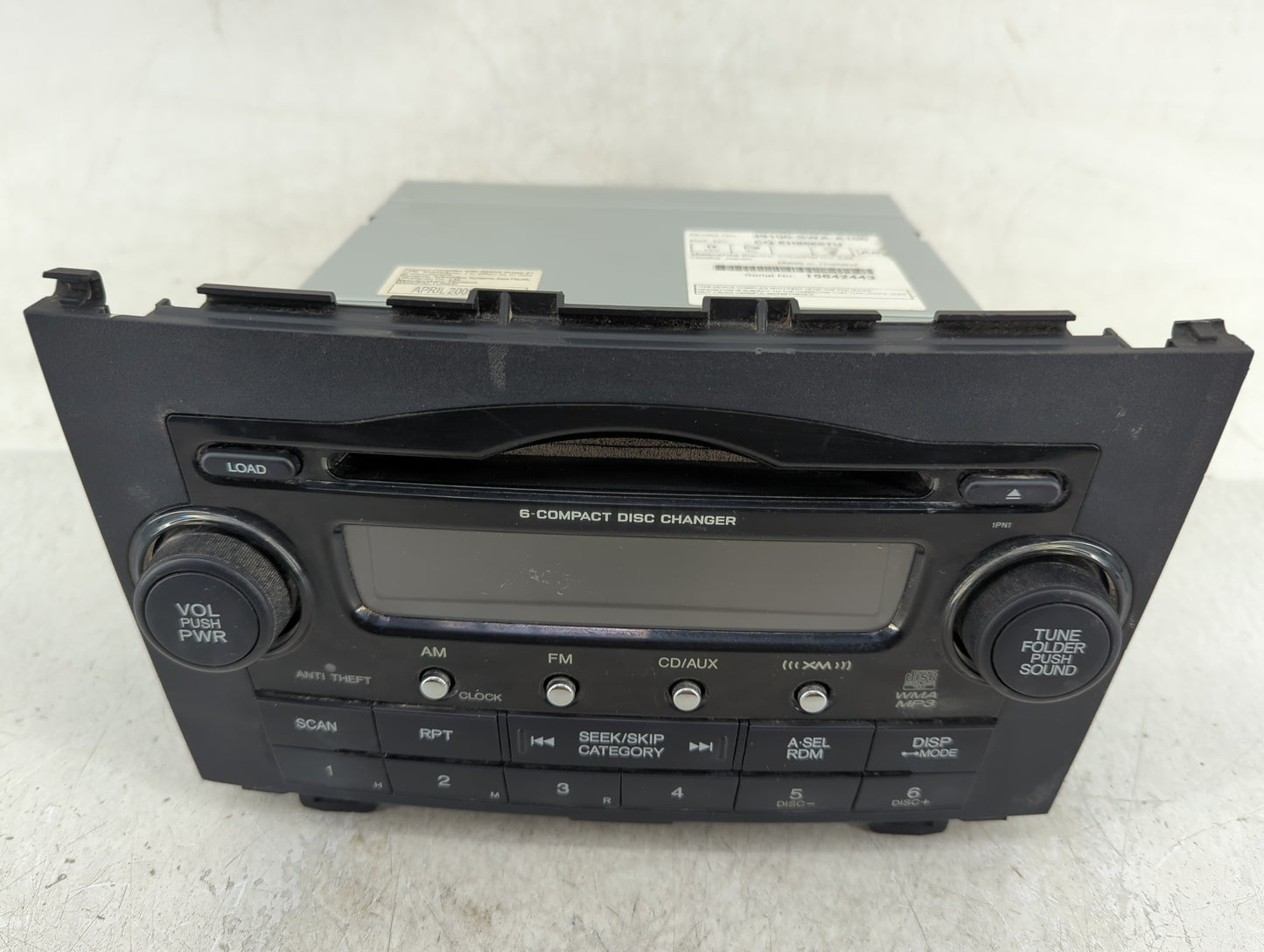 2008-2009 Honda Cr-V Radio AM FM Cd Player Receiver Replacement P/N:39100-SWA-A100 Fits Fits 2008 2009 OEM Used Auto Parts -