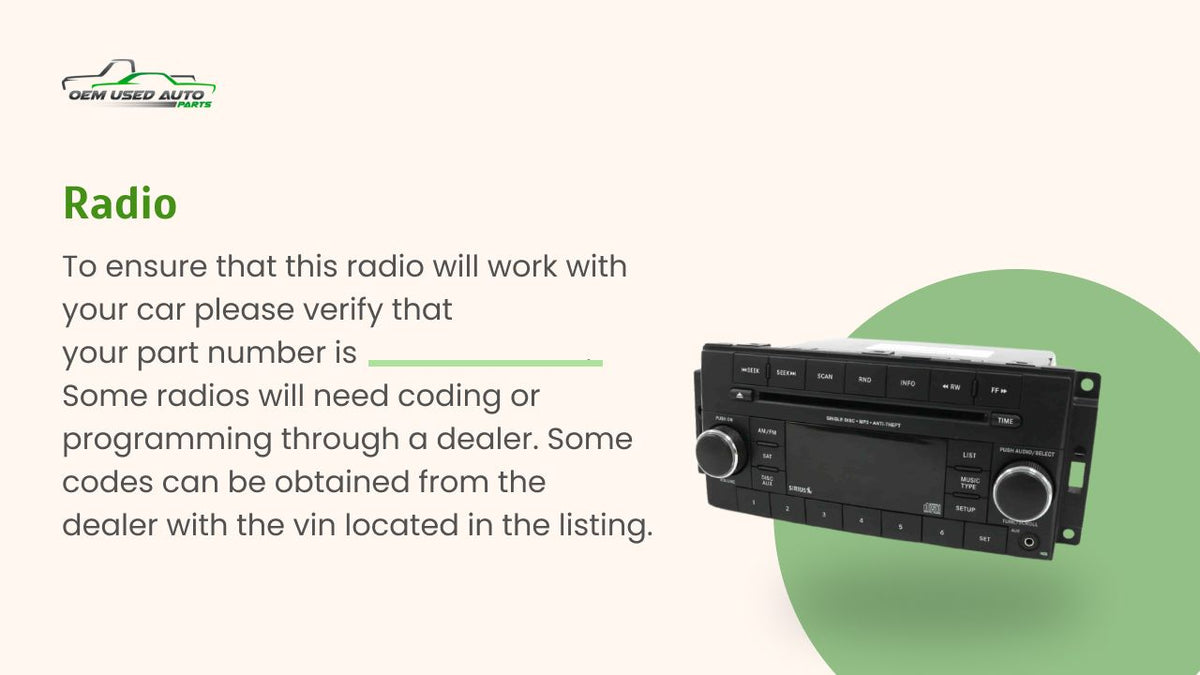 2007-2011 Honda Cr-V Radio AM FM Cd Player Receiver Replacement Fits Fits 2007 2008 2009 2010 2011 OEM Used Auto Parts - Oem