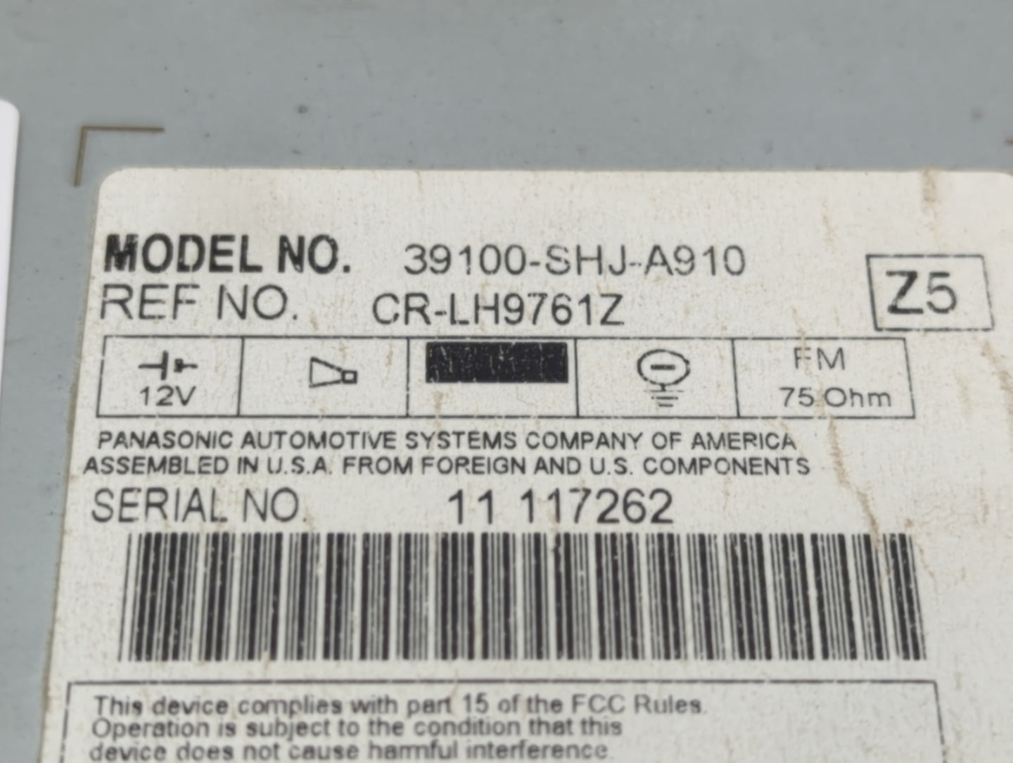 2005-2010 Honda Odyssey Radio AM FM Cd Player Receiver Replacement P/N:39100-SHJ-A910 Fits Fits 2005 2006 2007 2008 2009 201
