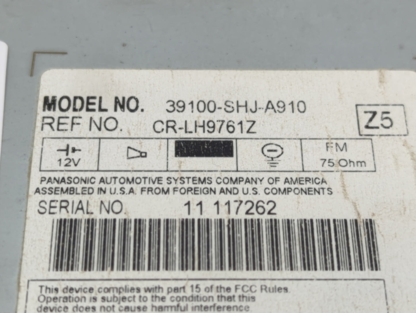 2005-2010 Honda Odyssey Radio AM FM Cd Player Receiver Replacement P/N:39100-SHJ-A910 Fits Fits 2005 2006 2007 2008 2009 201
