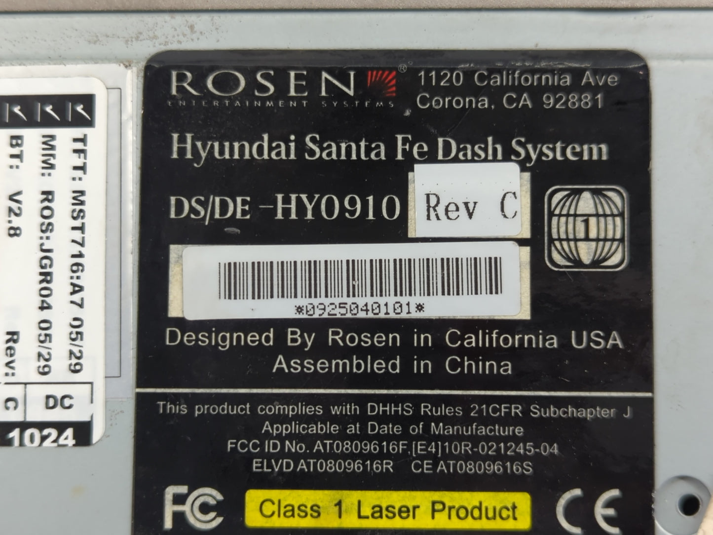 2009 Hyundai Santa Fe Radio AM FM Cd Player Receiver Replacement P/N:DS/DE-HY0910 Fits OEM Used Auto Parts - Oemusedautopart