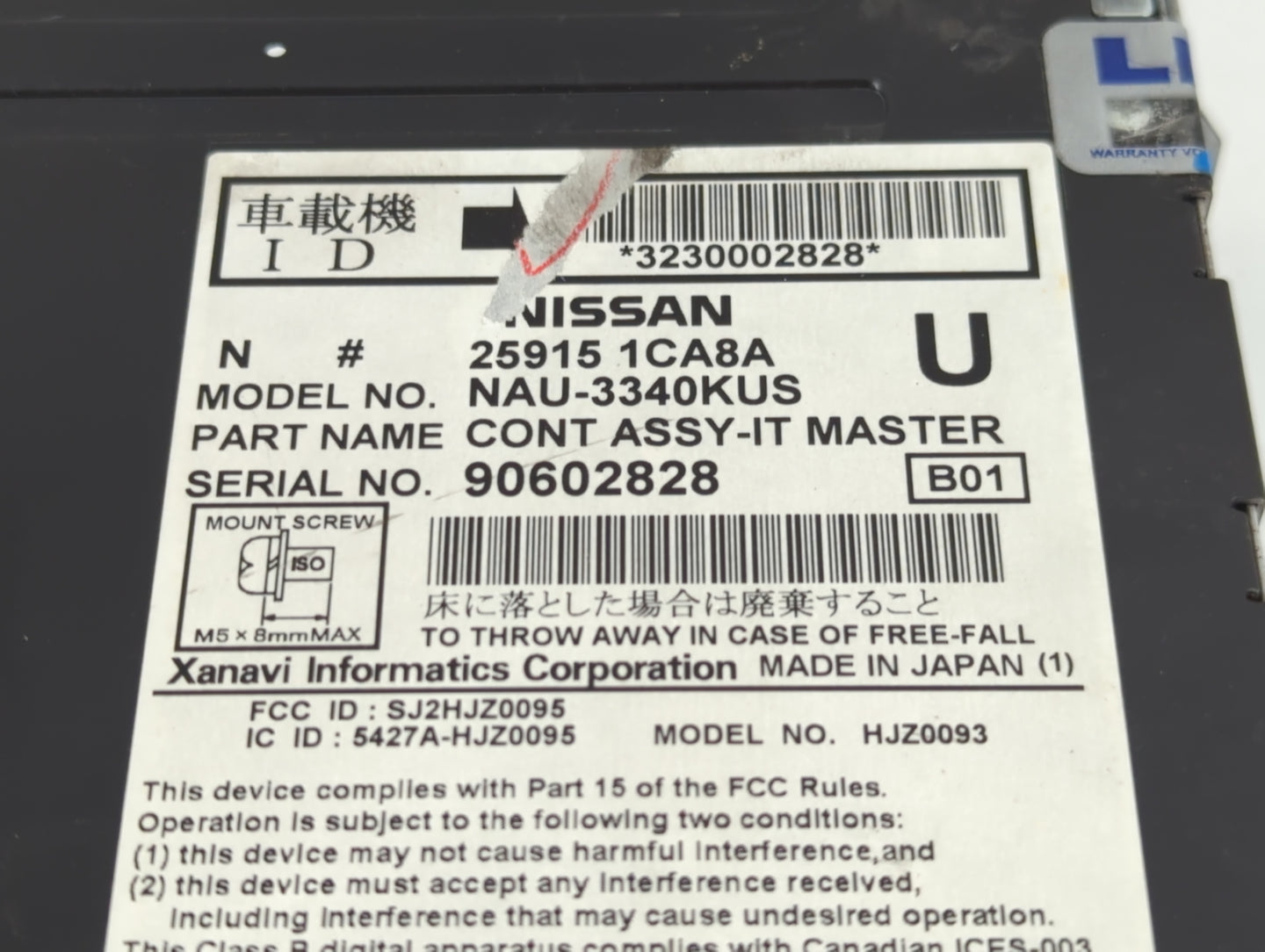 2009 Infiniti Fx35 Radio AM FM Cd Player Receiver Replacement P/N:25915 1CA8A Fits OEM Used Auto Parts - Oemusedautoparts1.c