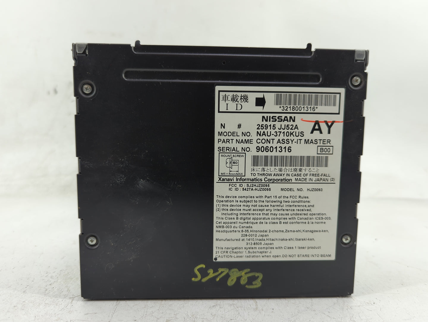2009 Infiniti G37 Radio AM FM Cd Player Receiver Replacement P/N:25915 JJ52A Fits OEM Used Auto Parts - Oemusedautoparts1.co