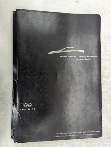 2009 Infiniti G37 Owners Manual Book Guide P/N:QR9E-0V36U0 WB9E-0INFU0 OEM Used Auto Parts