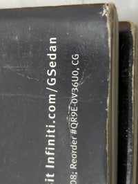2009 Infiniti G37 Owners Manual Book Guide P/N:QR9E-0V36U0 WB9E-0INFU0 OEM Used Auto Parts - Oemusedautoparts1.com