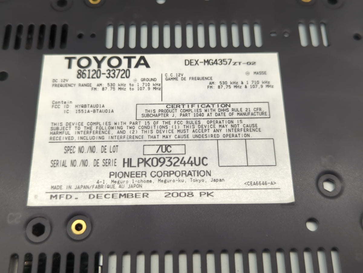 2007-2009 Lexus Es350 Am Fm Cd Player Radio Receiver 418332 - Oemusedautoparts1.com