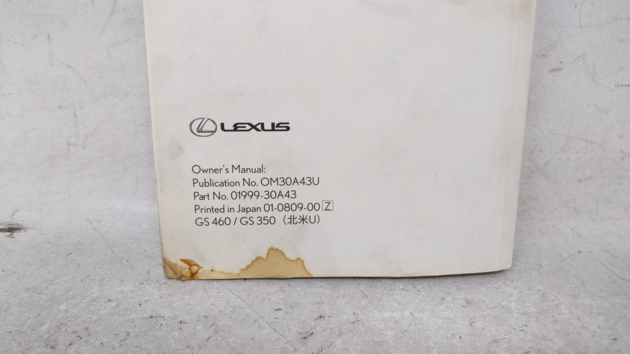 2009 Lexus Gs460 Owners Manual Book Guide OEM Used Auto Parts - Oemusedautoparts1.com