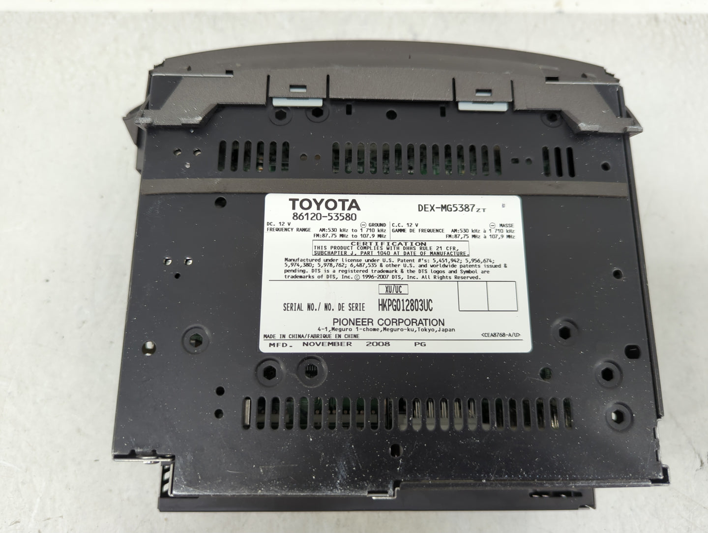 2009 Lexus Is250 Radio AM FM Cd Player Receiver Replacement P/N:86120-53580 Fits OEM Used Auto Parts - Oemusedautoparts1.com