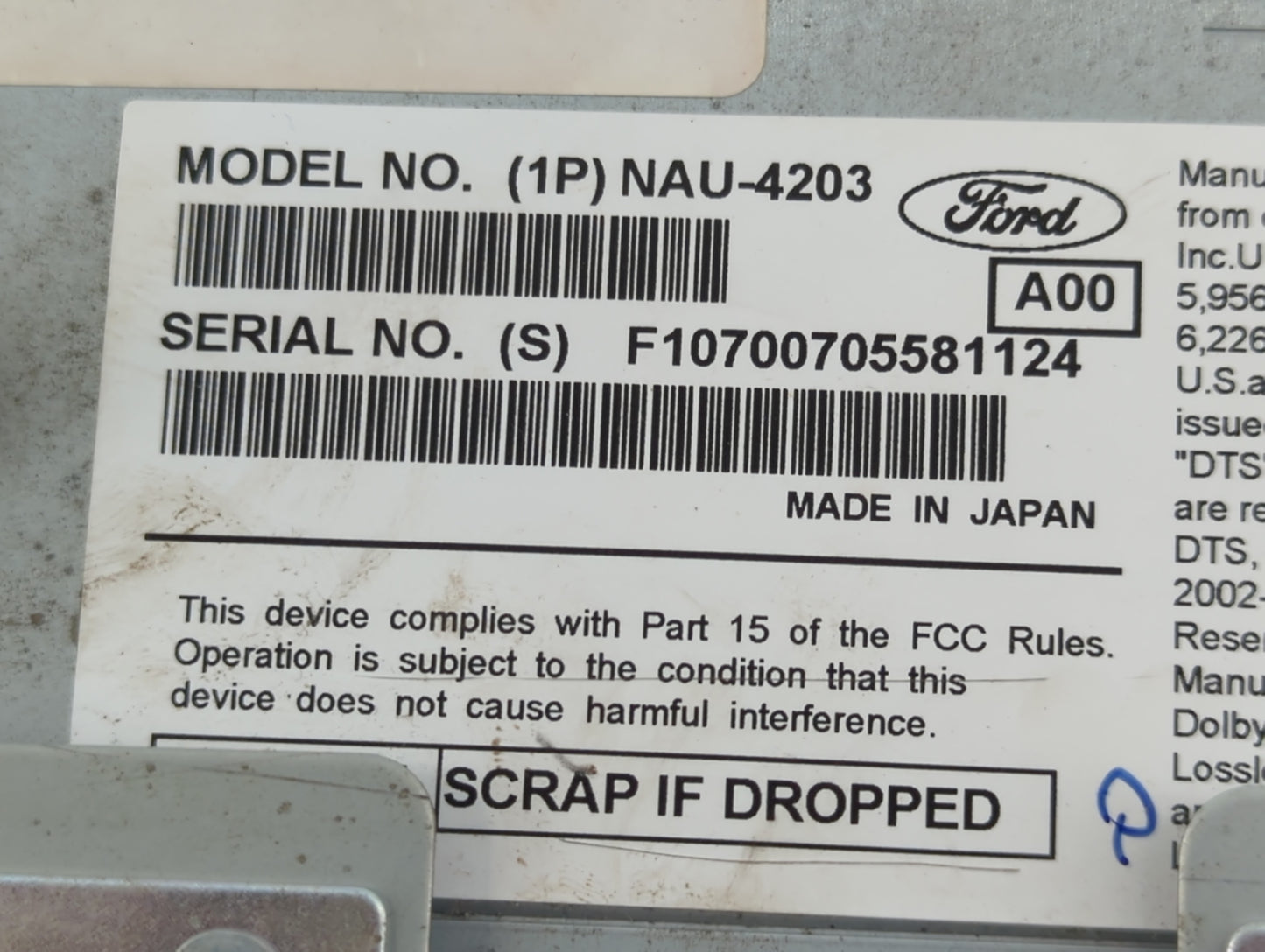 2009 Lincoln Mks Radio AM FM Cd Player Receiver Replacement Fits OEM Used Auto Parts - Oemusedautoparts1.com