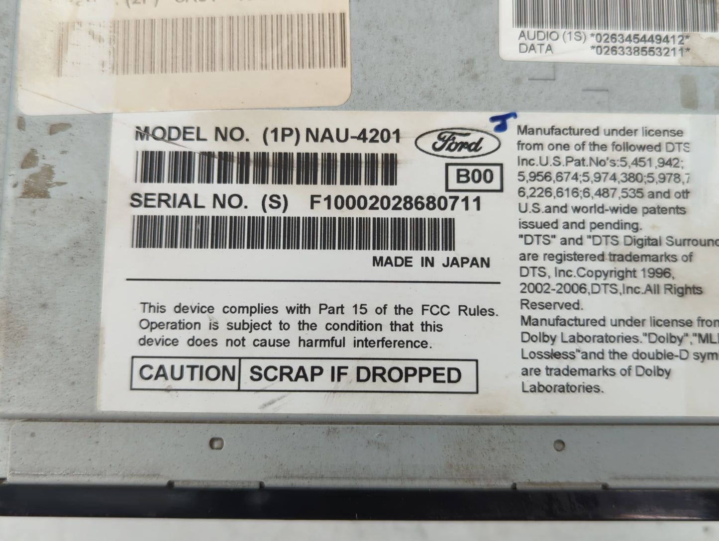 2009 Lincoln Mks Radio AM FM Cd Player Receiver Replacement P/N:NAU-4201 F10002028680711 Fits OEM Used Auto Parts - Oemuseda