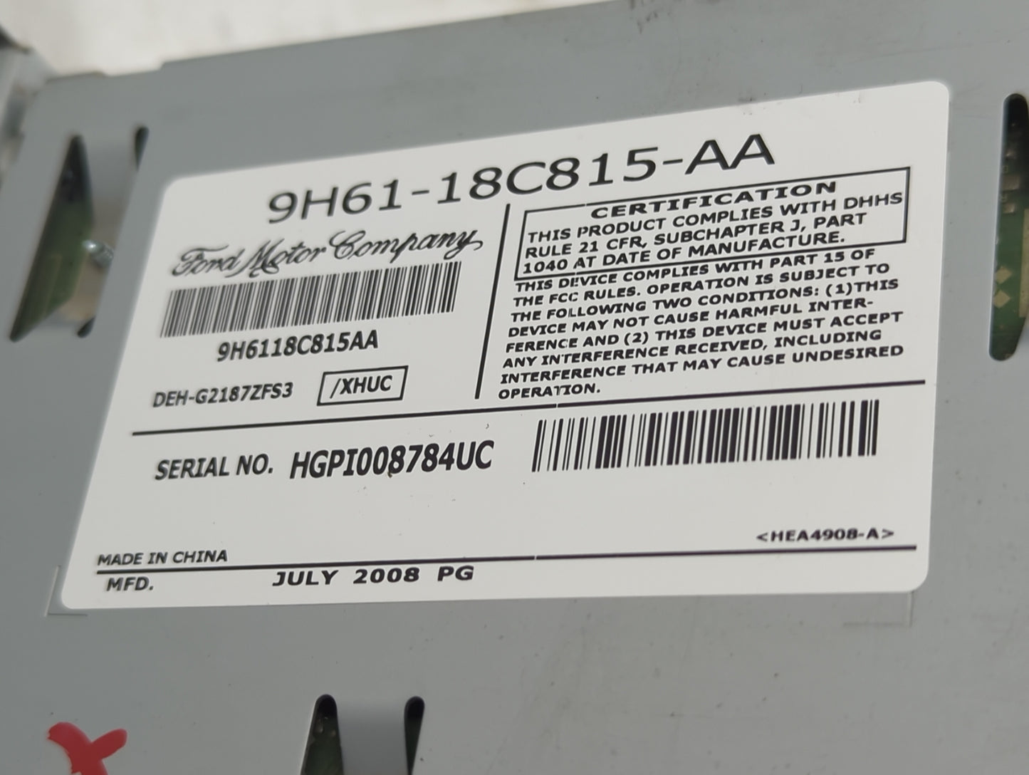 2009 Lincoln Mkz Radio AM FM Cd Player Receiver Replacement P/N:9H61-18C815-AA Fits OEM Used Auto Parts - Oemusedautoparts1.