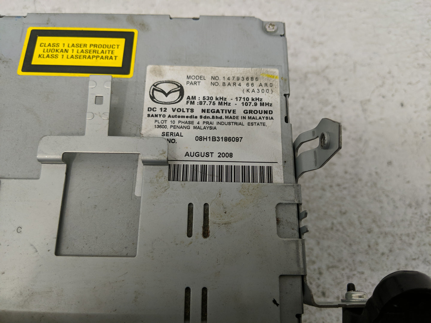 2008-2009 Mazda 3 Radio AM FM Cd Player Receiver Replacement P/N:BAR4 66 AR0 Fits Fits 2008 2009 OEM Used Auto Parts - Oemus