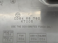 2008-2010 Mazda 5 Fusebox Fuse Box Panel Relay Module P/N:CD84 66 760 Fits Fits 2008 2009 2010 OEM Used Auto Parts - Oemused