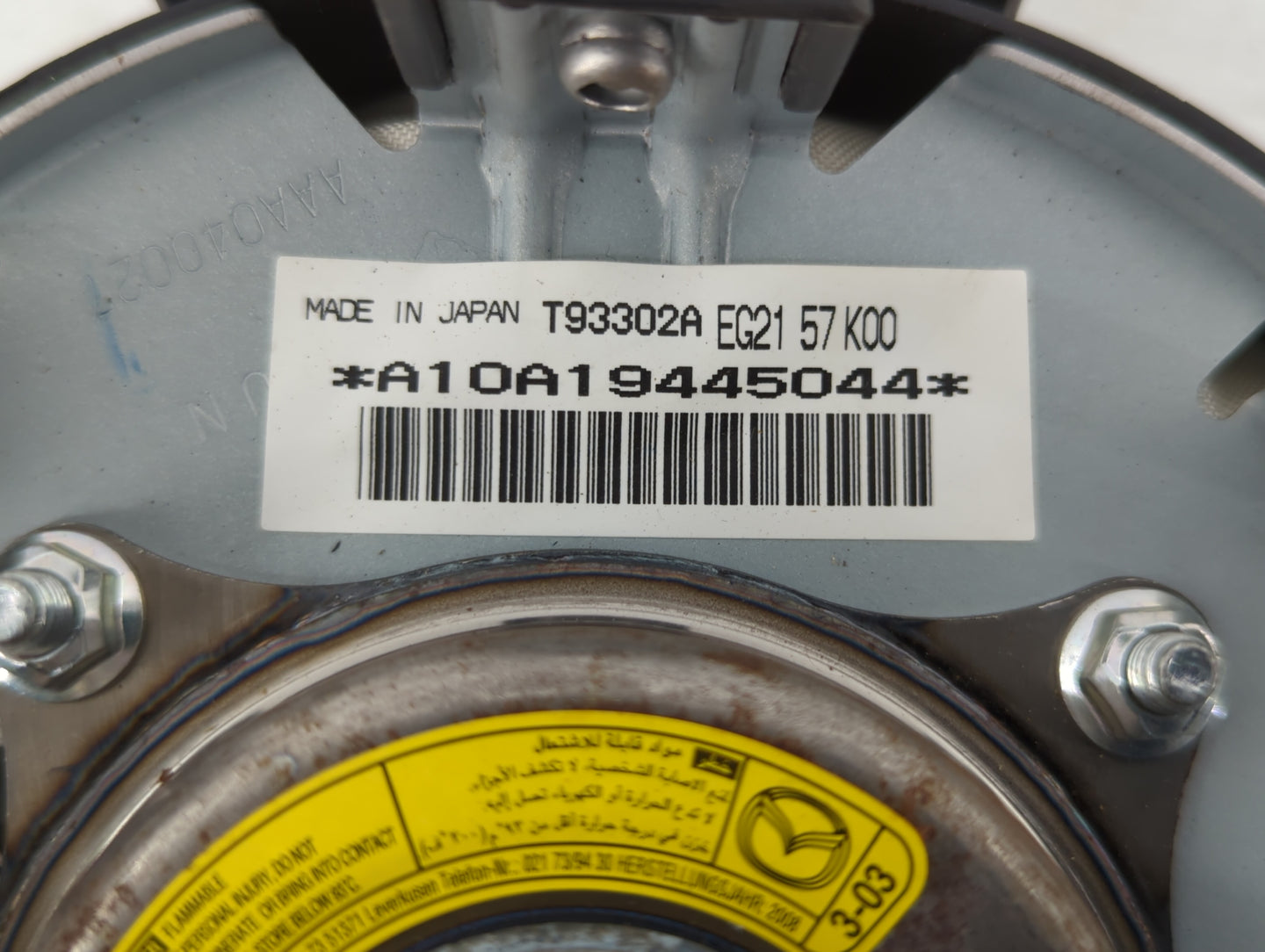 2007-2009 Mazda Cx-7 Air Bag Driver Left Steering Wheel Mounted P/N:EG21 57 K00 Fits Fits 2007 2008 2009 OEM Used Auto Parts