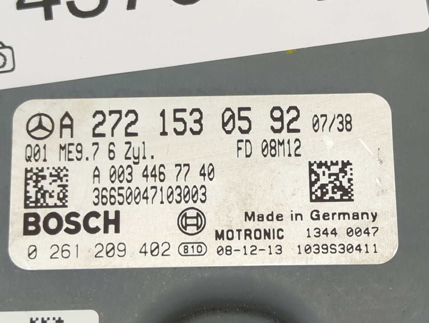 2009 Mercedes-Benz C-Class PCM Engine Control Computer ECU ECM PCU OEM P/N:A2721530592 A0034467740 Fits Fits 2010 2011 2012 