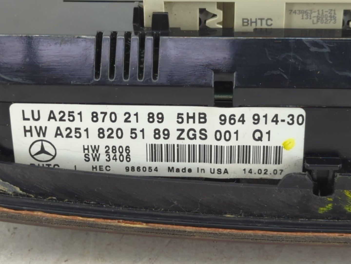 2009 Mercedes-Benz Ml350 Climate Control Module Temperature AC/Heater Replacement P/N:A2518702189 Fits Fits 2008 2010 2011 O