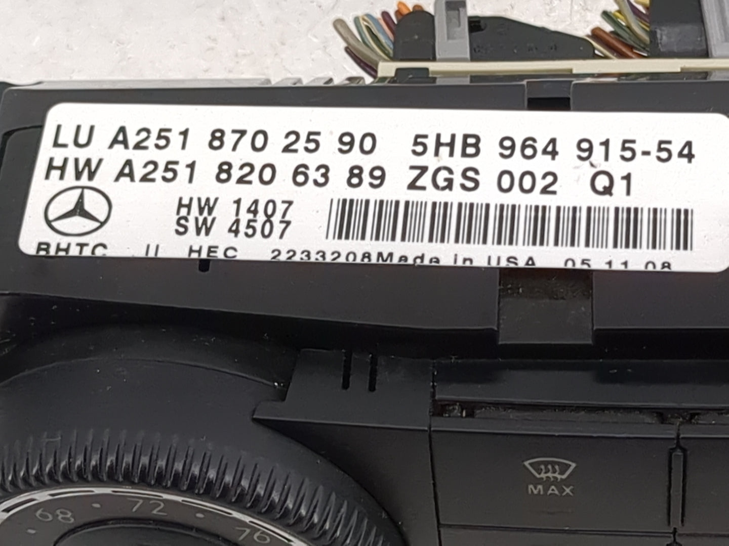 2009 Mercedes-Benz R-Class Climate Control Module Temperature AC/Heater Replacement P/N:A2518702590 5HB964915-54, A251820638