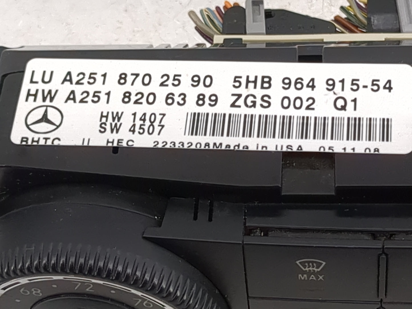 2009 Mercedes-Benz R-Class Climate Control Module Temperature AC/Heater Replacement P/N:A2518702590 5HB964915-54, A251820638
