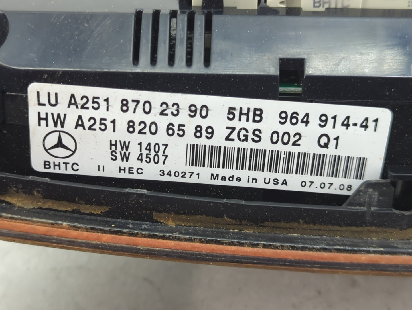 2009 Mercedes-Benz Rclass Climate Control Module Temperature AC/Heater Replacement P/N:A2518702390 A2518206589 Fits OEM Used