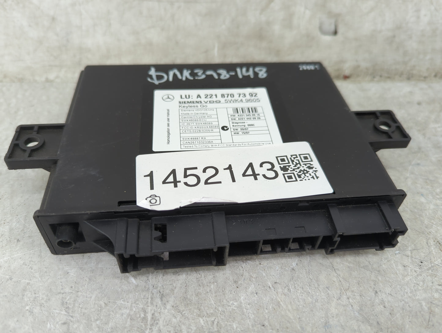 2007-2009 Mercedes-benz S550 Locking Control Module - Oemusedautoparts1.com