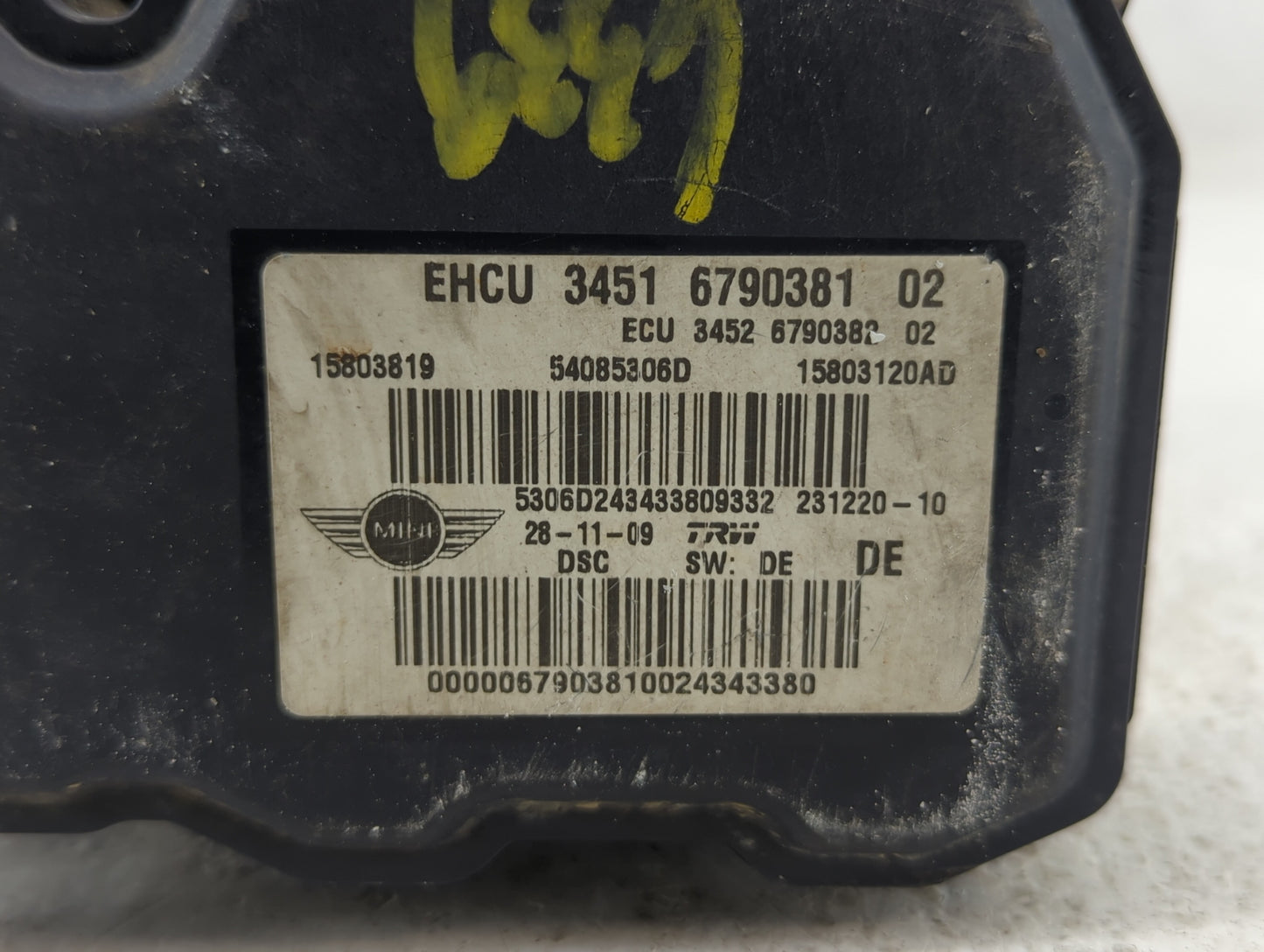2009-2010 Mini Cooper ABS Pump Control Module Replacement P/N:3451 6790381 6792555, 6793232 Fits Fits 2009 2010 OEM Used Aut