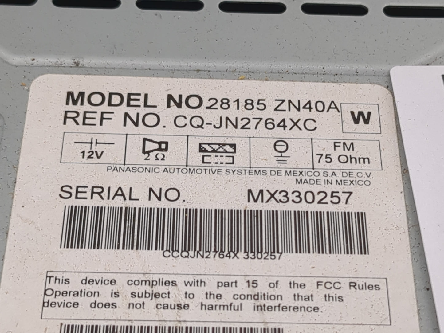 2007-2009 Nissan Altima Radio AM FM Cd Player Receiver Replacement P/N:28185 ZN40A Fits Fits 2007 2008 2009 OEM Used Auto Pa
