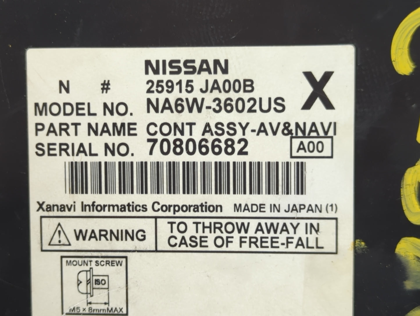 2008-2009 Nissan Altima Radio AM FM Cd Player Receiver Replacement P/N:25915 JA00B Fits Fits 2008 2009 OEM Used Auto Parts -