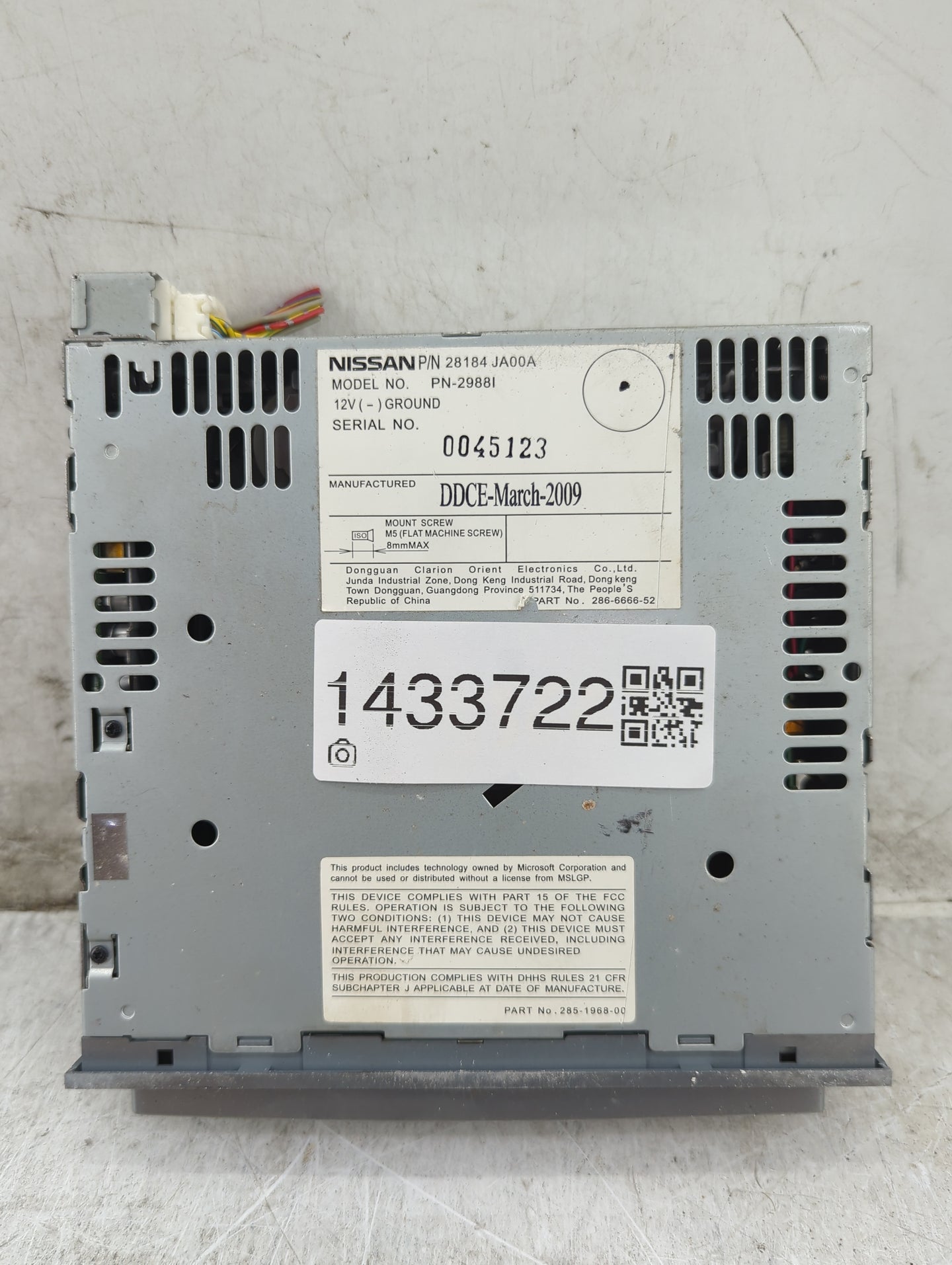 2007-2009 Nissan Altima Radio AM FM Cd Player Receiver Replacement P/N:28184 JA00A PN-2988I Fits Fits 2007 2008 2009 OEM Use