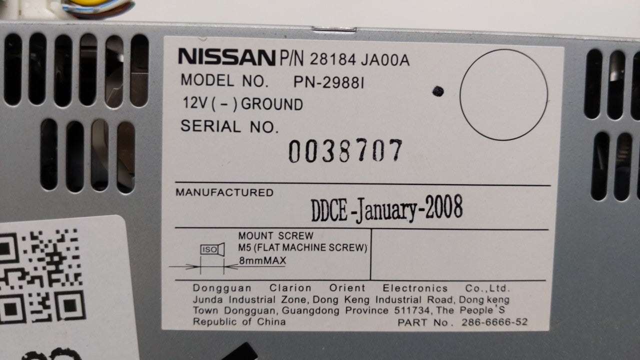 2007-2009 Nissan Altima Radio AM FM Cd Player Receiver Replacement P/N:28184-JA00A Fits Fits 2007 2008 2009 OEM Used Auto Pa