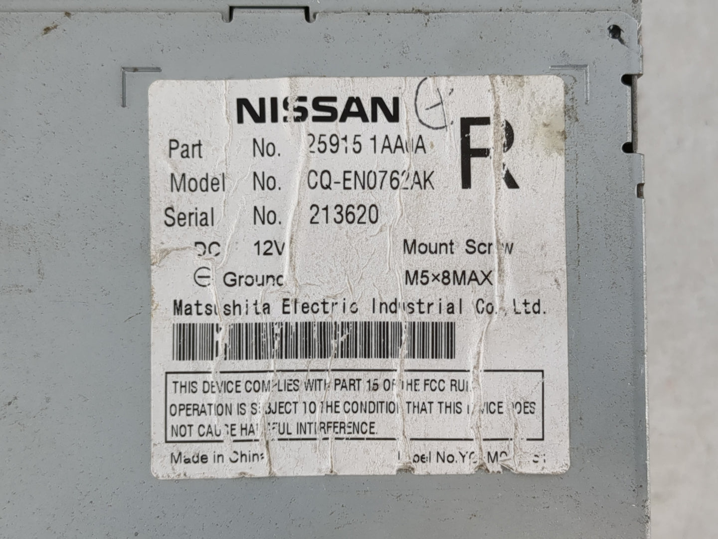 2009-2010 Nissan Murano Radio AM FM Cd Player Receiver Replacement P/N:25915 1AA0A Fits Fits 2009 2010 OEM Used Auto Parts -