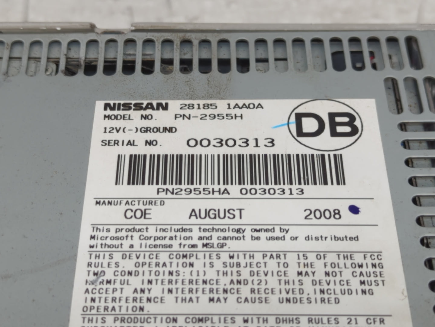2009-2010 Nissan Murano Radio AM FM Cd Player Receiver Replacement P/N:28185 1AA0A Fits Fits 2009 2010 OEM Used Auto Parts -