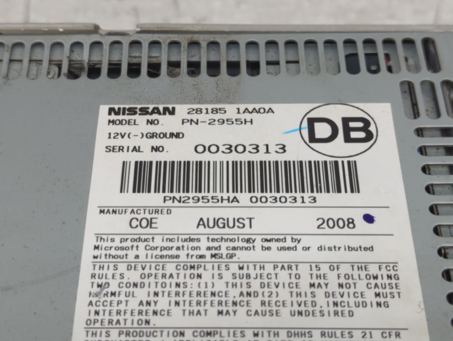2009-2010 Nissan Murano Radio AM FM Cd Player Receiver Replacement P/N:28185 1AA0A Fits Fits 2009 2010 OEM Used Auto Parts -