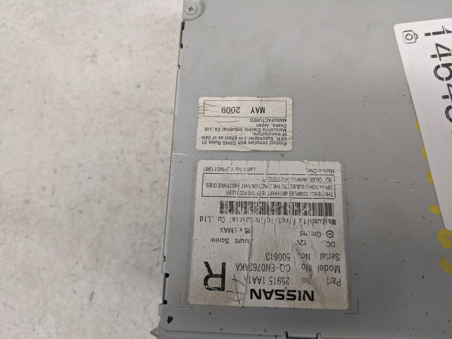 2009-2010 Nissan Murano Radio AM FM Cd Player Receiver Replacement P/N:25915-1AA1A CQ-EN0762AKA Fits Fits 2009 2010 OEM Used
