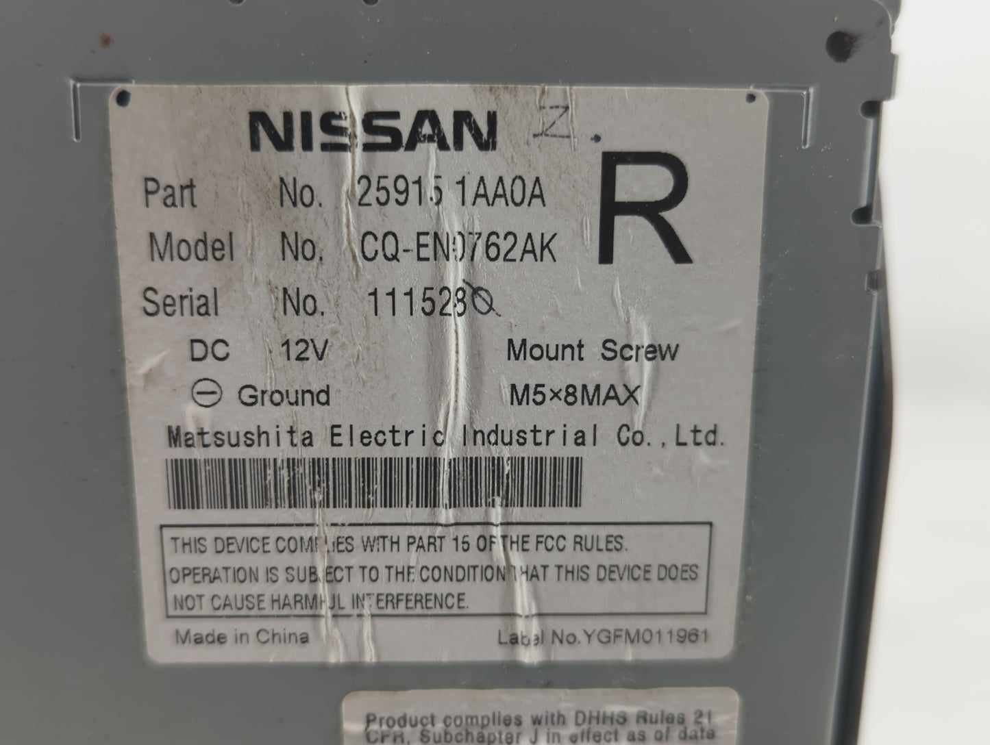 2009 Nissan Murano Radio AM FM Cd Player Receiver Replacement P/N:25915 1AA0A Fits OEM Used Auto Parts - Oemusedautoparts1.c