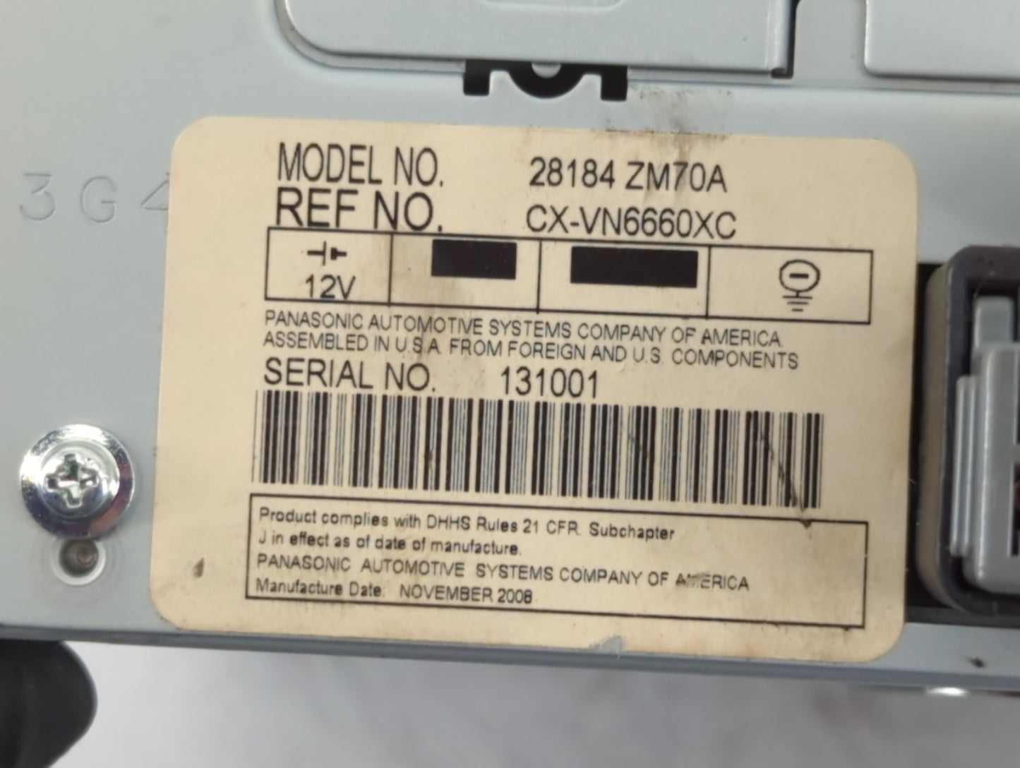 2009 Nissan Quest Radio AM FM Cd Player Receiver Replacement P/N:28184 ZM70A Fits OEM Used Auto Parts - Oemusedautoparts1.co