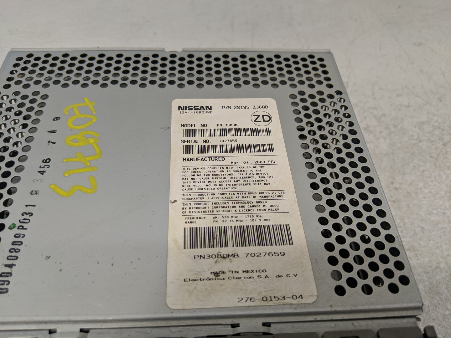 2009 Nissan Sentra Radio AM FM Cd Player Receiver Replacement P/N:28185 ZJ60D Fits OEM Used Auto Parts - Oemusedautoparts1.c