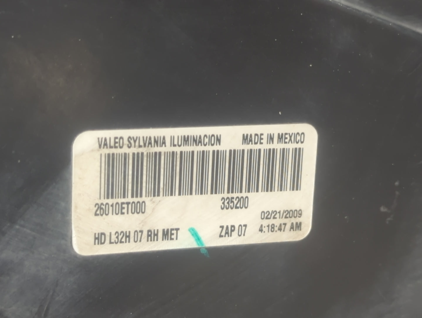 2007-2009 Nissan Sentra Passenger Right Oem Head Light Headlight Lamp - Oemusedautoparts1.com
